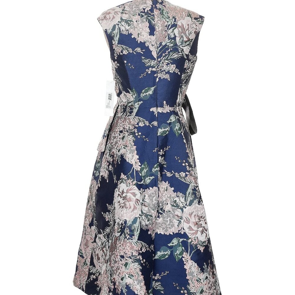 NWT Kay Unger metallic jewel and pastel floral tea dress, size 4 - Picture 6 of 12